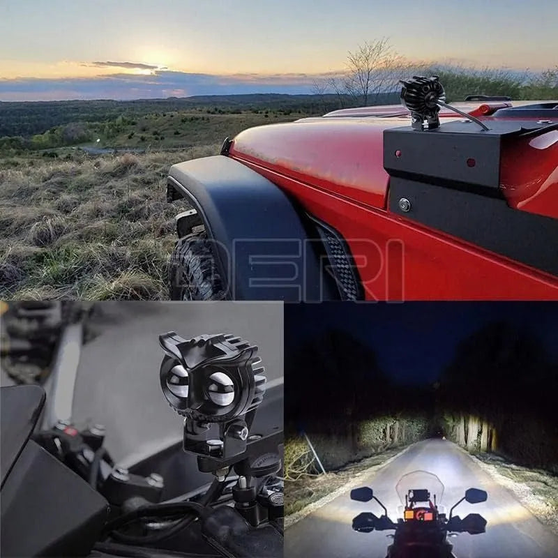 KIT X 2  BÚHO LED BICOLOR – LUZ EXPLORADORA PARA CARRO Y MOTO