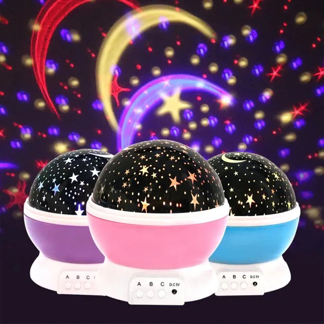 2 LÁMPARAS ESTELAR GIRATORIA – LUCES MÁGICAS Y PROYECCIÓN DE ESTRELLAS.