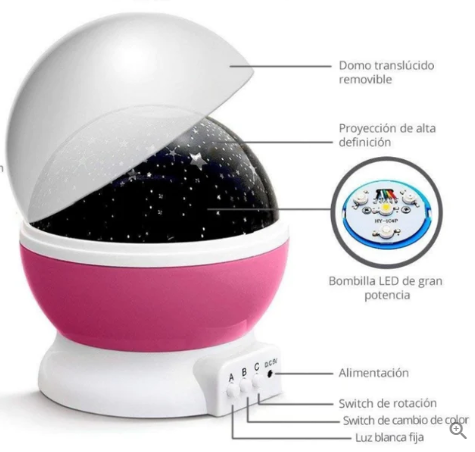 2 LÁMPARAS ESTELAR GIRATORIA – LUCES MÁGICAS Y PROYECCIÓN DE ESTRELLAS.