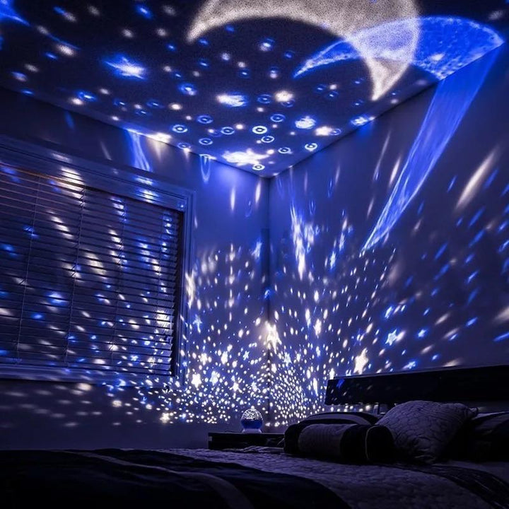 2 LÁMPARAS ESTELAR GIRATORIA – LUCES MÁGICAS Y PROYECCIÓN DE ESTRELLAS.